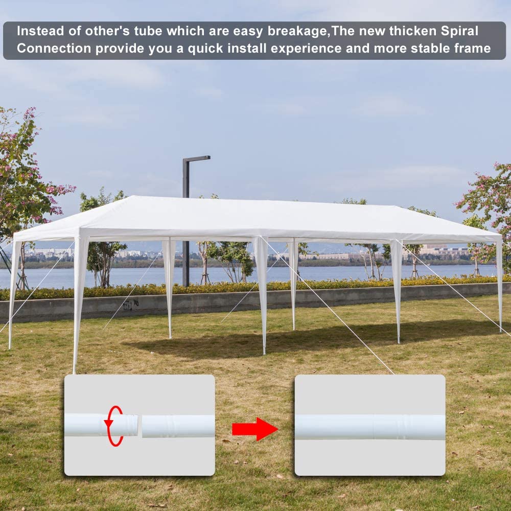 10'x30' Outdoor Canopy Party Wedding Tent White Gazebo Wedding Canopy with 7 Removable Walls