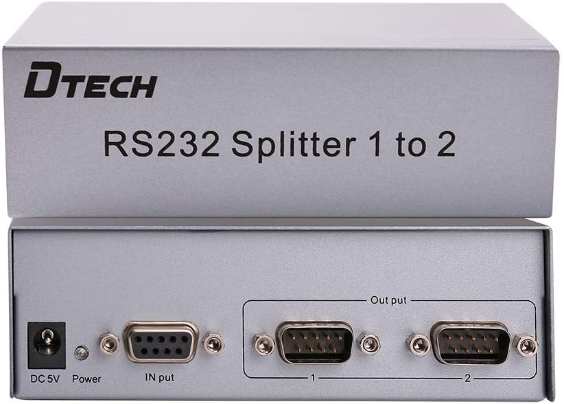 DTECH Industrial 8 Port RS232 Serial Splitter Switch Box with Power Adapter for Sharing PCs and Capture Data - COM Port Expander 1x8