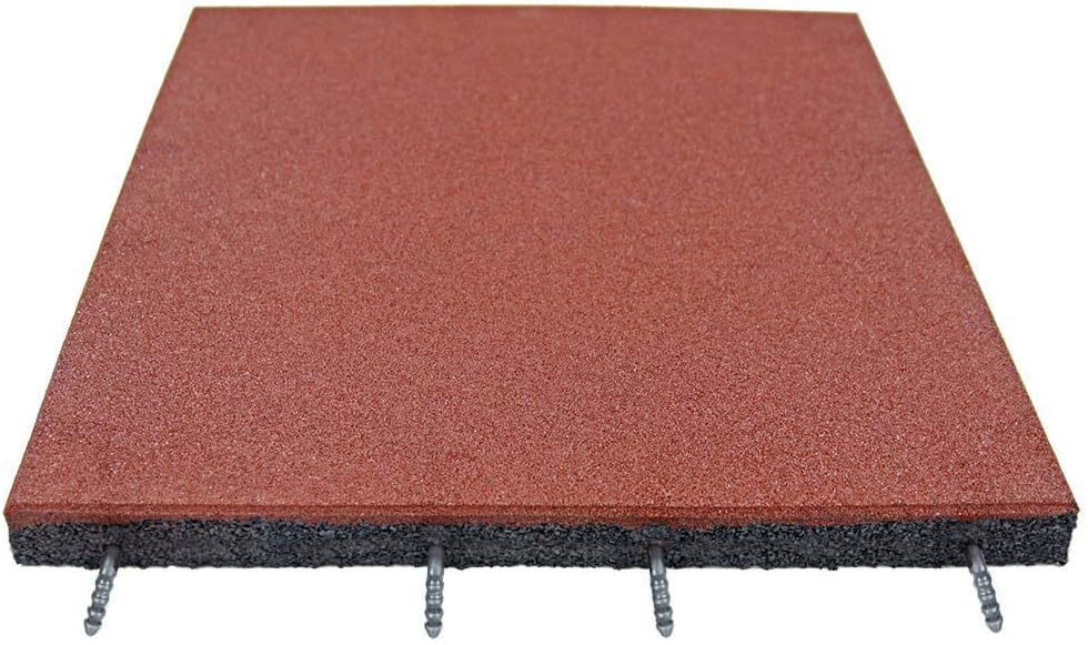RevTime Easy-DIY Ultra Thick Interlocking Outdoor Rubber Tiles 20" x 20" x 1 3/4&rdquo;, 45mm Thick for Playground, Outdoor Gym Floor, Sports Deck, Backyard Play Area (Pack of 2) Red
