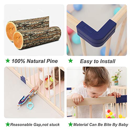 Baby Wooden Playpen,baby Playars, Baby Fence Play Area with Safety Gate, Sturdy Playpen for Babies and Toddlers, Indoor Safety Play Yard (55x79x24 Inches)