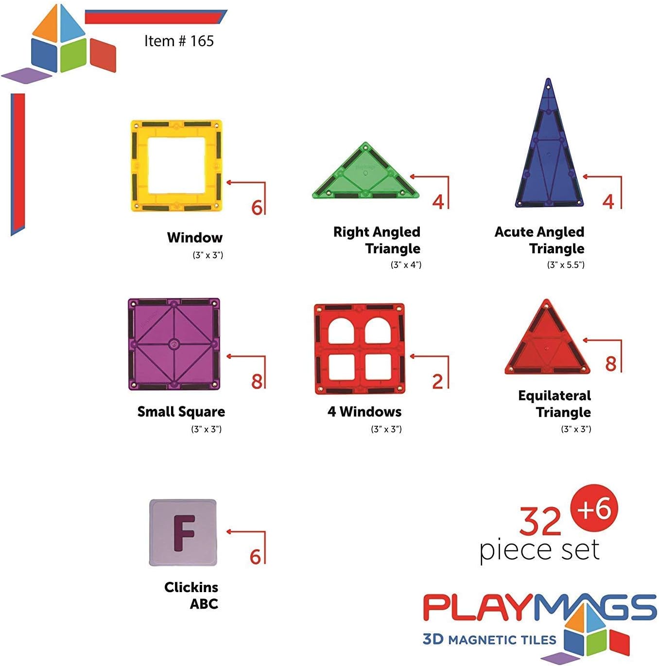 Award Winning Playmags Clear Colors Magnetic Tiles Building Set 50 + 6 Pc Set with Car - STEM Magnetic Toys Develop Motor Skills & Creativity, Colorful, Durable Magnet Building (56 Pc Set)