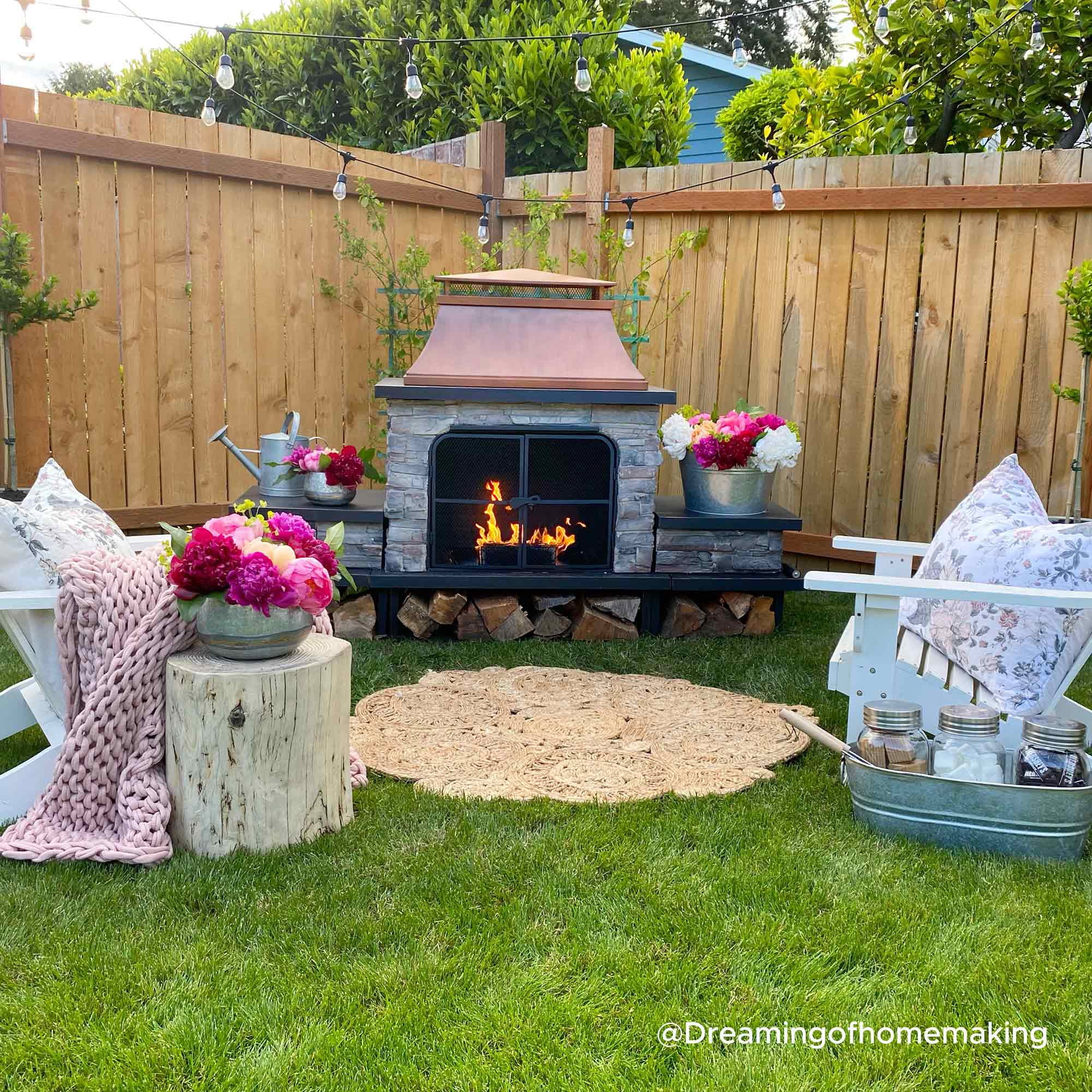 Sunjoy Emilio Wood Burning Fireplace - Copper