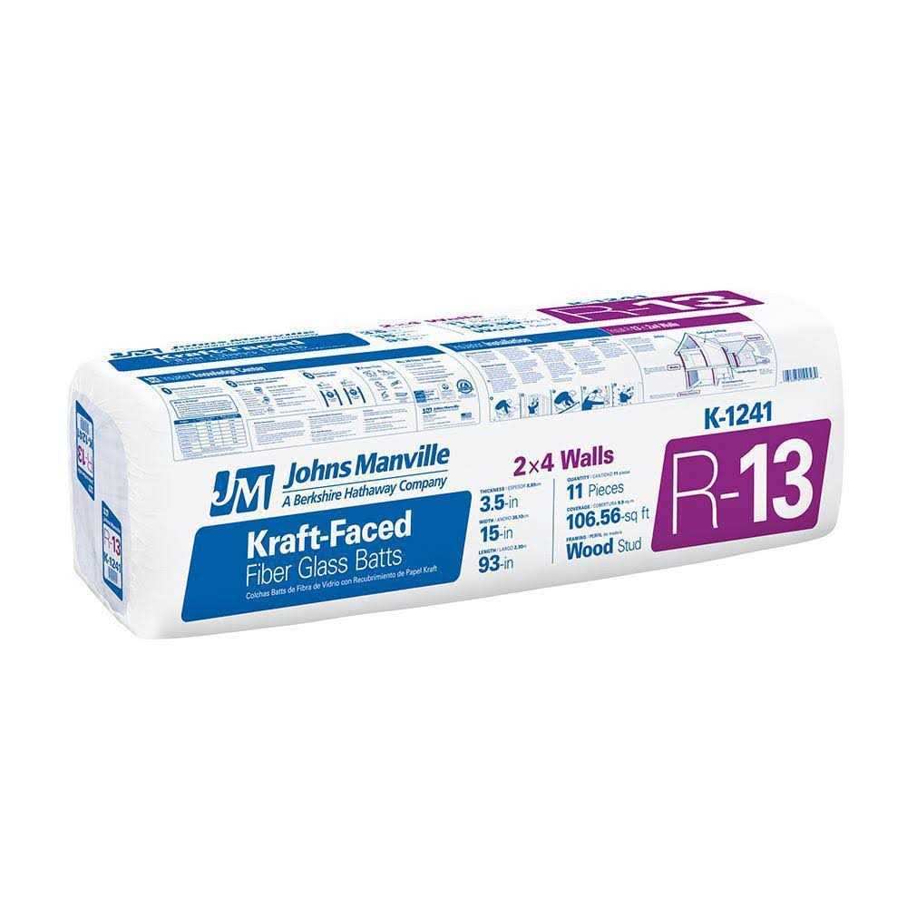 Johns Manville R13 Kraft Faced Batt Insulation 106.5-Sq. Ft. Coverage