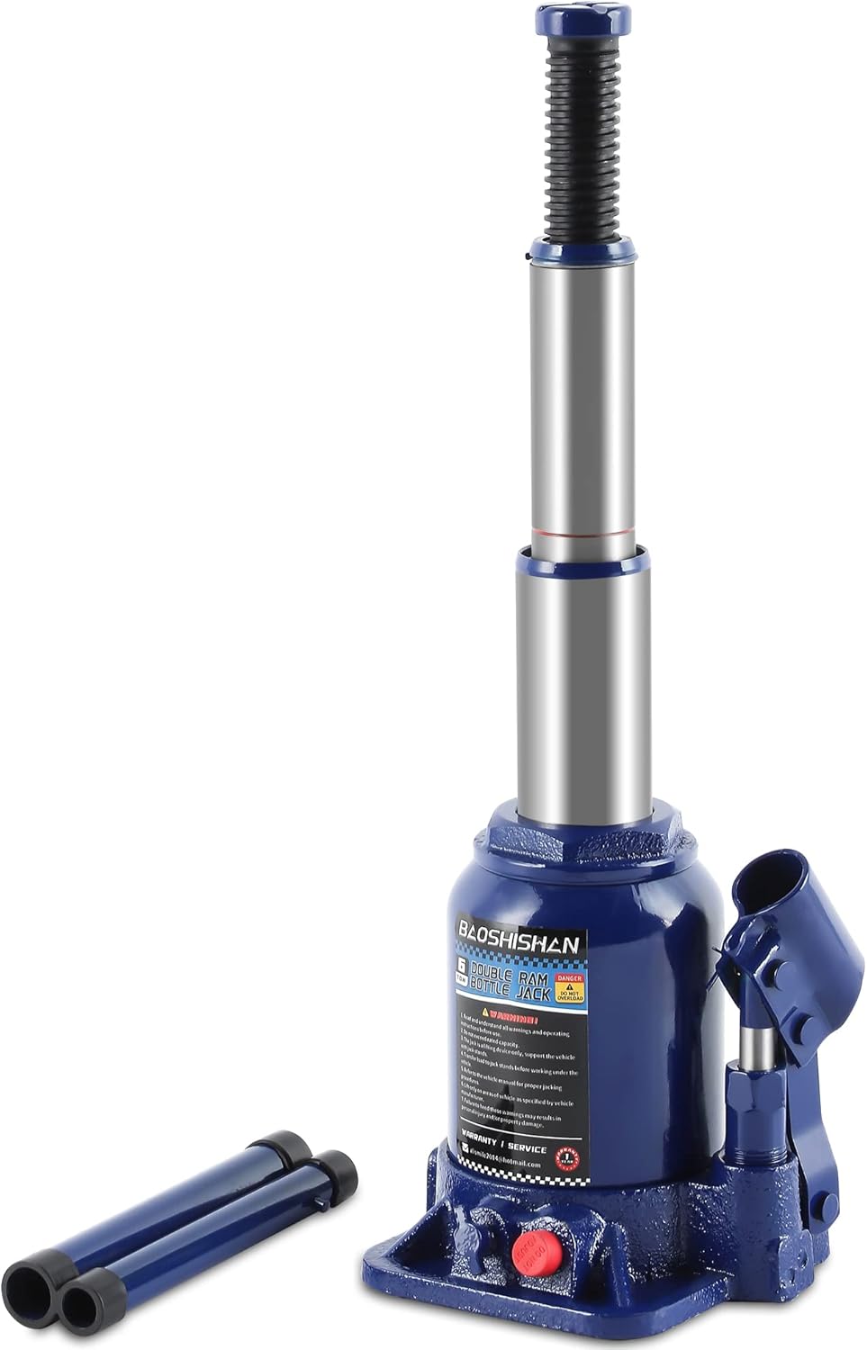 BAOSHISHAN 3 Ton Double Ram Bottle Jack 6-1/2 to 16-1/2 Lifting Range Portable Hydraulic Jack with Carrying Case
