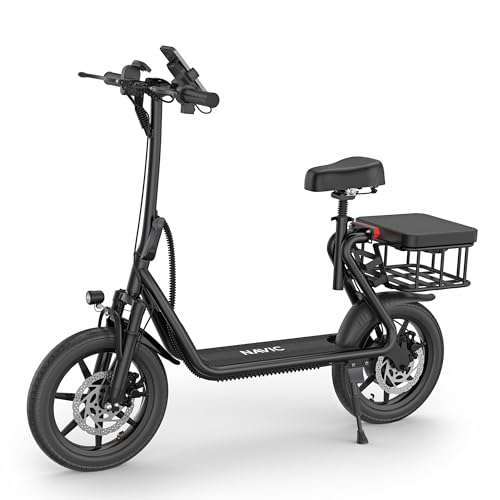 NAVIC Electric Scooter Adults,27Mile Range,Top Speed 22Mph,750W Peak Motor,14'' Pneumatic Tires,Electric Scooter for Adults,Foldable e Scooter with Back Basket