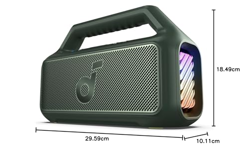 soundcore Boom 2 By Anker, Outdoor Speaker, 80W, Subwoofer, BassUp 2.0, 24H Playtime, IPX7 Waterproof, Floatable, RGB Lights, USB-C, Custom EQ, Bluetooth 5.3, Portable for Camping, Beach, and Backyard