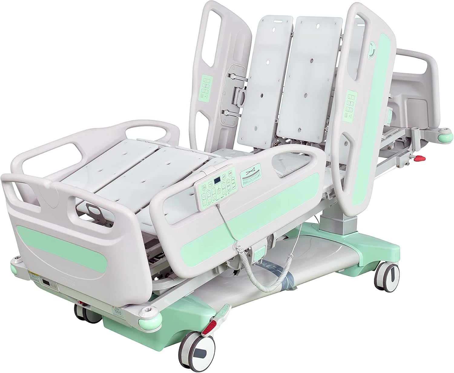 Hopefull EZ-Turn Multi-Functional ICU Electric Hospital Bed (5 Functions Plus Lateral Tilting and Rotation, LINAK Motor and Control System, Central Locking System, Integrated Scale, Foot Control Pads