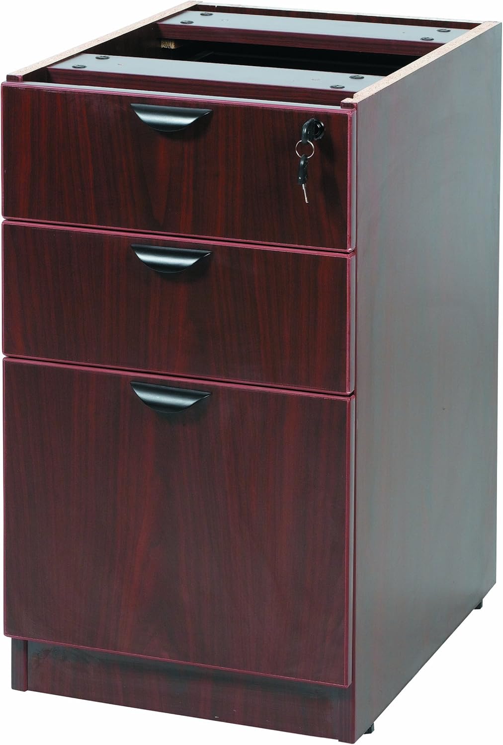 Boss Office Products Holland Series 71" Executive U-Shape Desk with Pedestal File Storage and Hutch, Mahogany