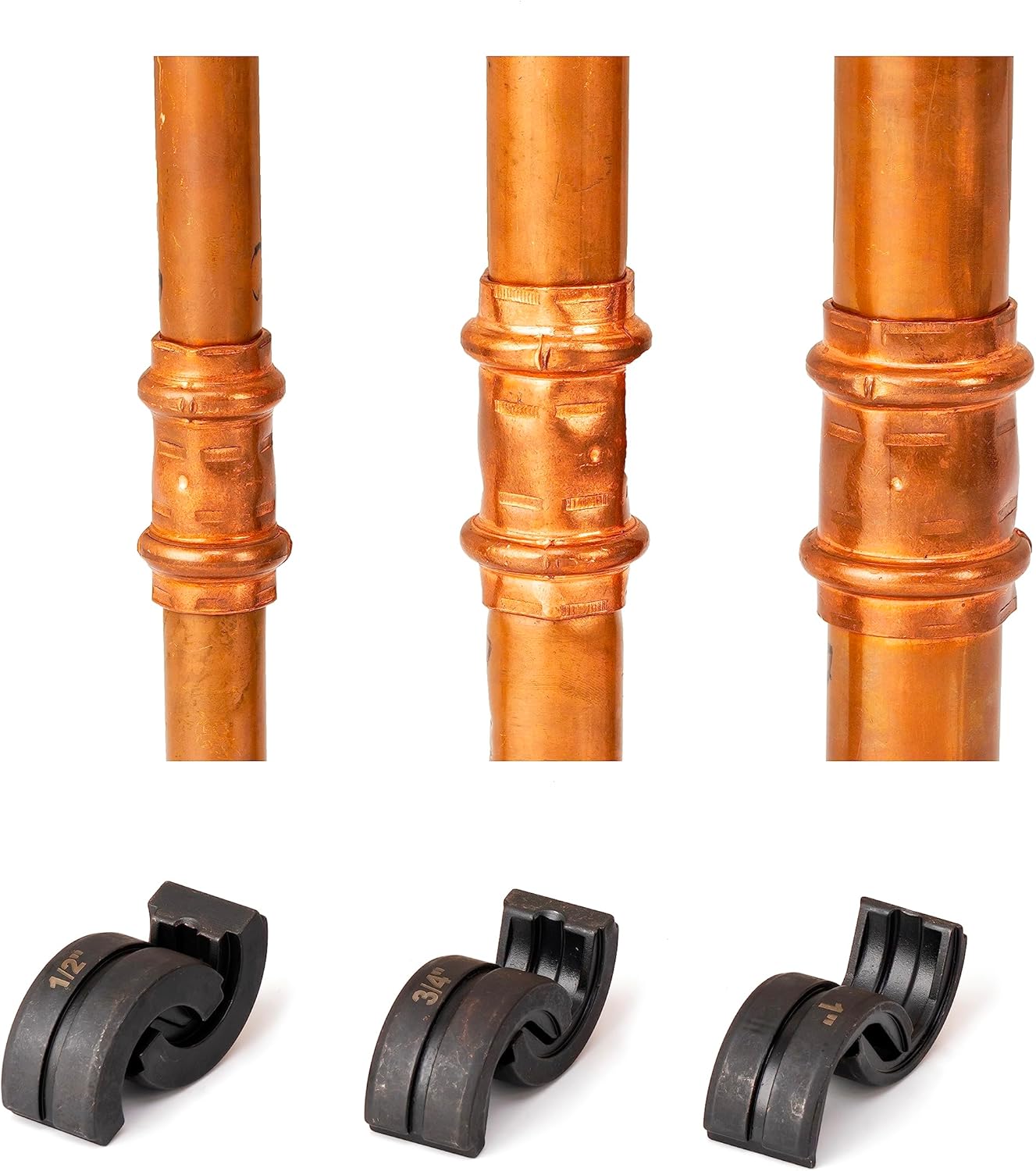 Copper Tube Fittings Hydraulic Pipe Crimping Tool with 1/2 inch,3/4 inch and 1 inch Jaw Copper Pipe Propress Crimpers Pressing Pliers,Suit for Viega and ProPress copper fitting andTee Fitting