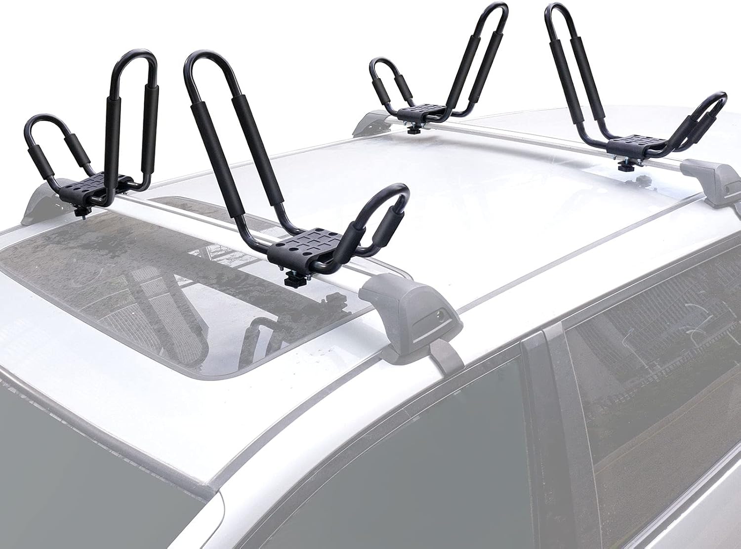 XCAR 2 Pairs Universal Kayak Rack Canoe Car Racks Set Roof Top Mount Carrier with 4 Straps for Suif Board,Kayak,Canoe,SUP