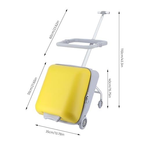 Ride on Suitcase for Kids,Kid Suitcase,20 inch Hardside Kids Luggage Ride on Expandable Luggage with Spinner Wheels, Mom Suitcase with Seat Design, Toddler Hard Luggage with Guardrail 1 Set