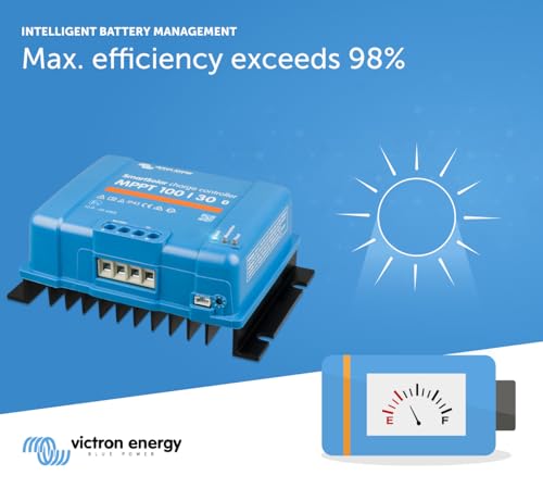 Victron Energy SmartSolar MPPT Solar Charge Controller (Bluetooth) - Charge Controllers for Solar Panels - 100V, 50 amp, 12/24-Volt