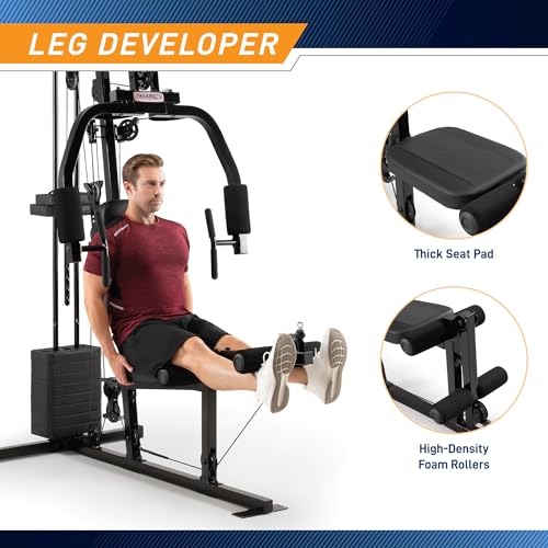 Marcy Multifunctional Workout Station 100lbs to 200lbs Stack Home Gym for Weightlifting and Bodybuilding