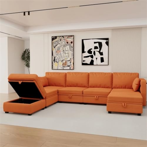 Modular Sectional Sofa U Shaped Sectional with Ottomans, Reversible Sofa Couch for Living Room