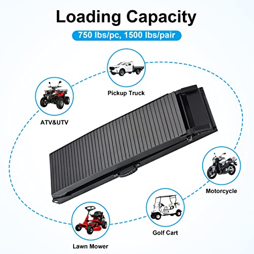 10ft Motorcycle Ramp 1500LBS Capacity, 120"x17.7" Black Truck Ramps, Loading Ramps for Pick Up Motorcycle, ATV, UTV, Dirt Bike, Lawn Mower, Golf Cart, Garden Tractor