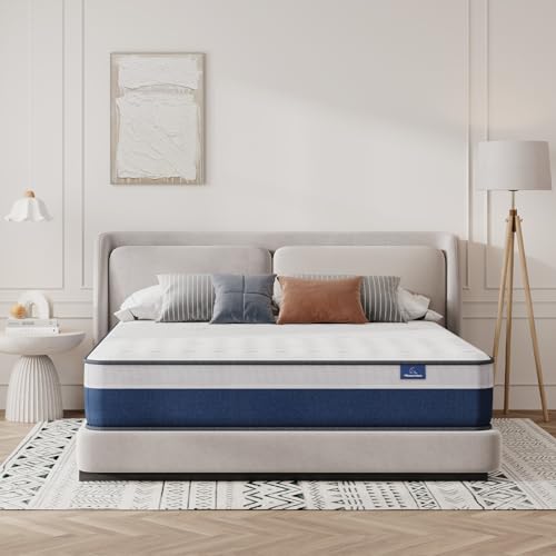 Vesgantti Twin Mattress, 12 Inch Innerspring Hybrid Twin Size Mattress with Memory Foam and Individual Pocket Spring, Mattress in a Box, Medium Firm Feel
