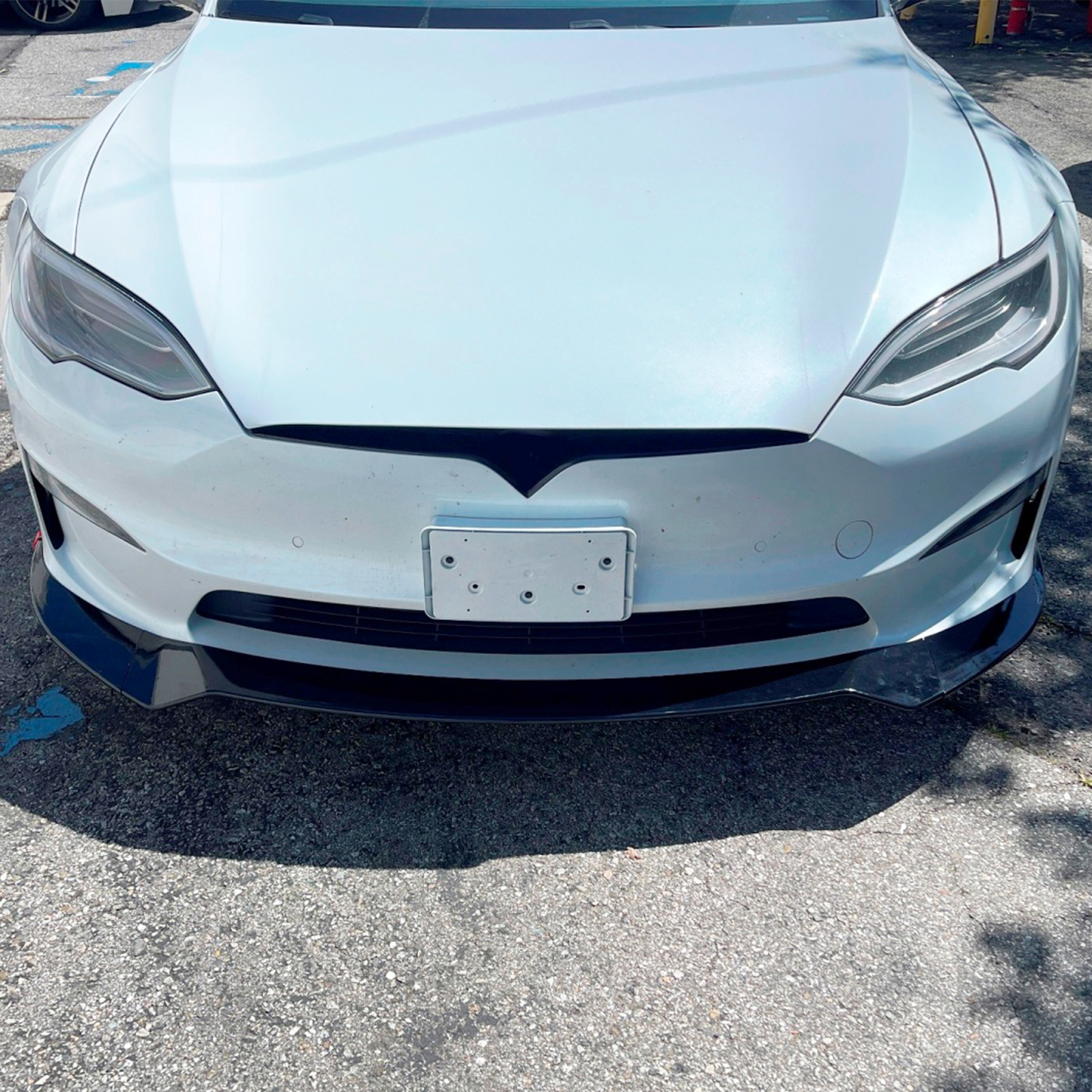 Ikon Motorsports Front Bumper Lip Compatible With 2021-2023 Tesla Model S,  Gloss Black 3PC Front Lip Spoiler Splitter PP Protector Lower Chin Diffuser