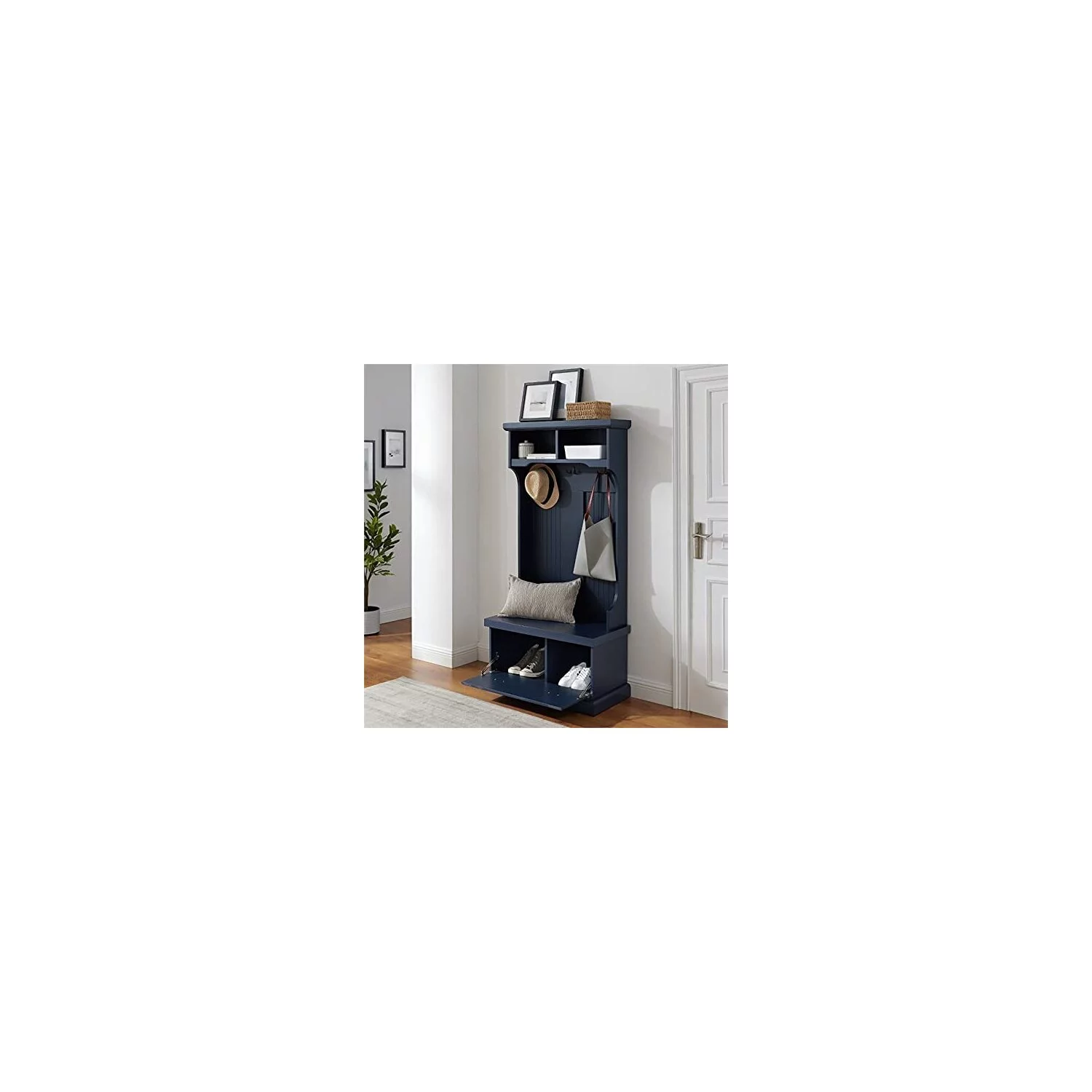 Crosley Furniture Shoreline Coastal Wooden Hall Tree in Navy