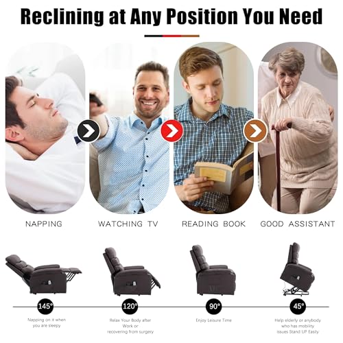 Power Lift Recliner Chair PU Leather with Heat Massage for Elderly,Electric Power Recliner Chair with 2 Remote for Seniors for Small Space,Black