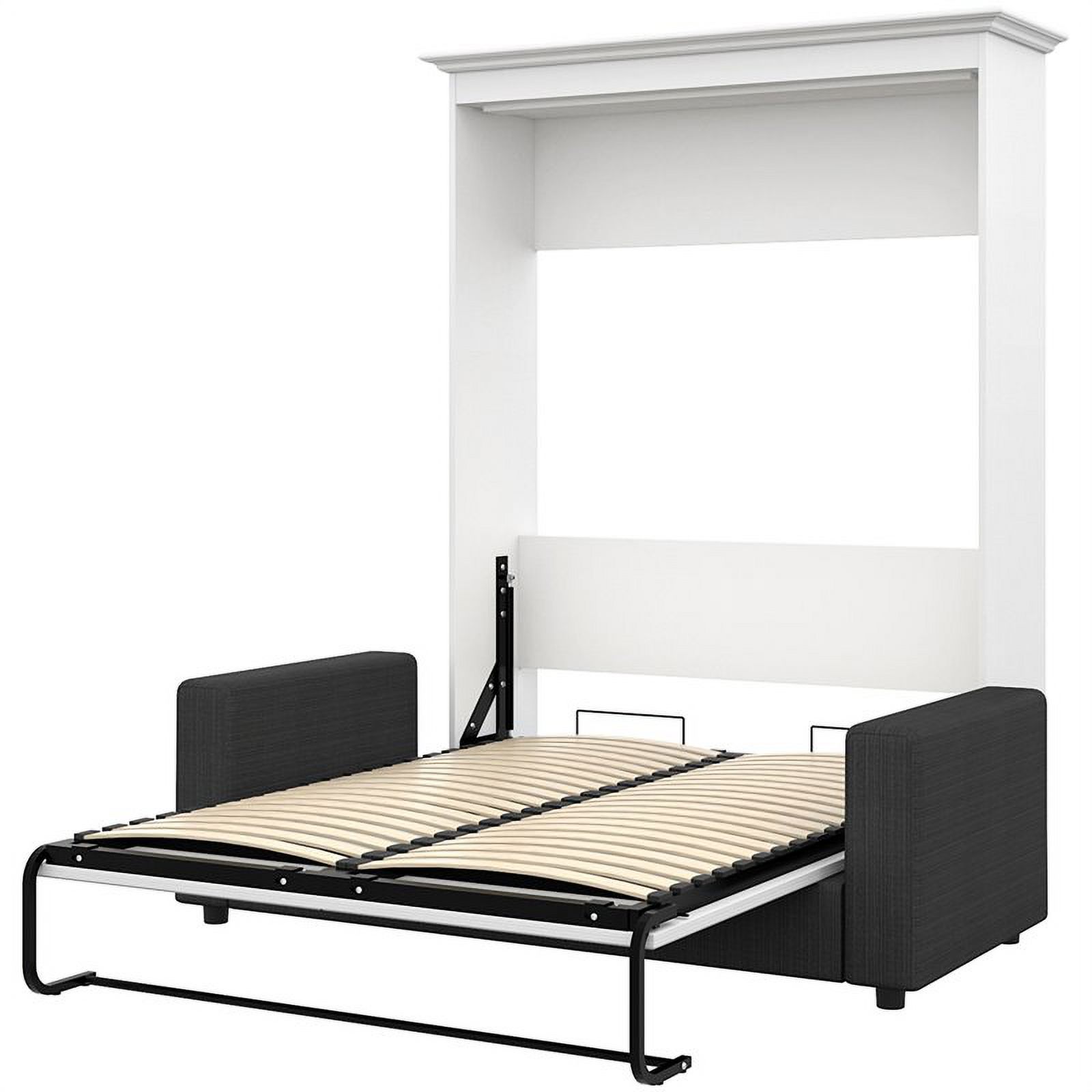 Atlin Designs 73"W Contemporary Wood Full Murphy Bed with Sofa in White/Gray