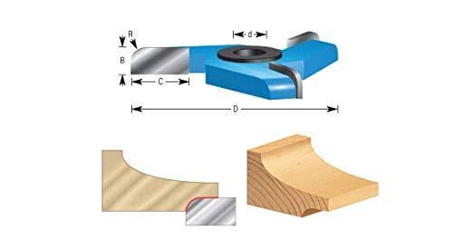 Amana 980 Carbide Tipped 3-Wing Raised Panel Back Cutter w/BB Rub Collar 1/4 R x