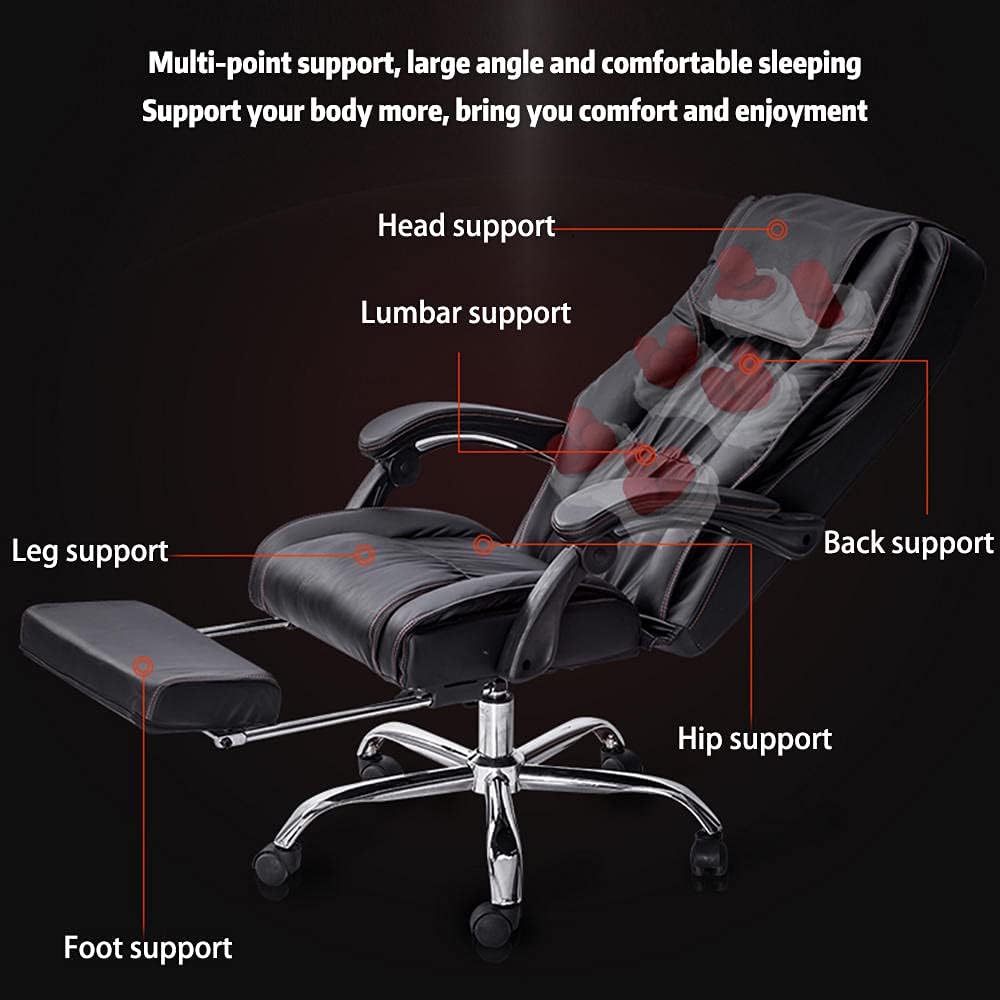 Executive Office Massage Chair,Ergonomic Heated 6 Point Vibrating Swivel Computer Chair, for Office and Home-Black