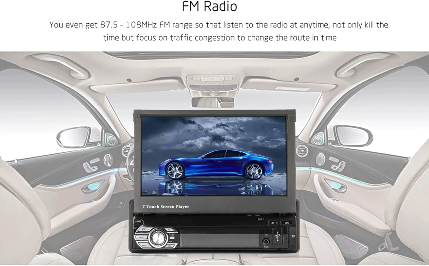 CarThree Single Din Car Stereo Touch Screen 7 Inch Car Radio Touch Screen with Bluetooth AUX/USB/TF Car FM Radio Receiver MP3/MP4/MP5 Player 1080P Single Din Stereo Support Backup Camera