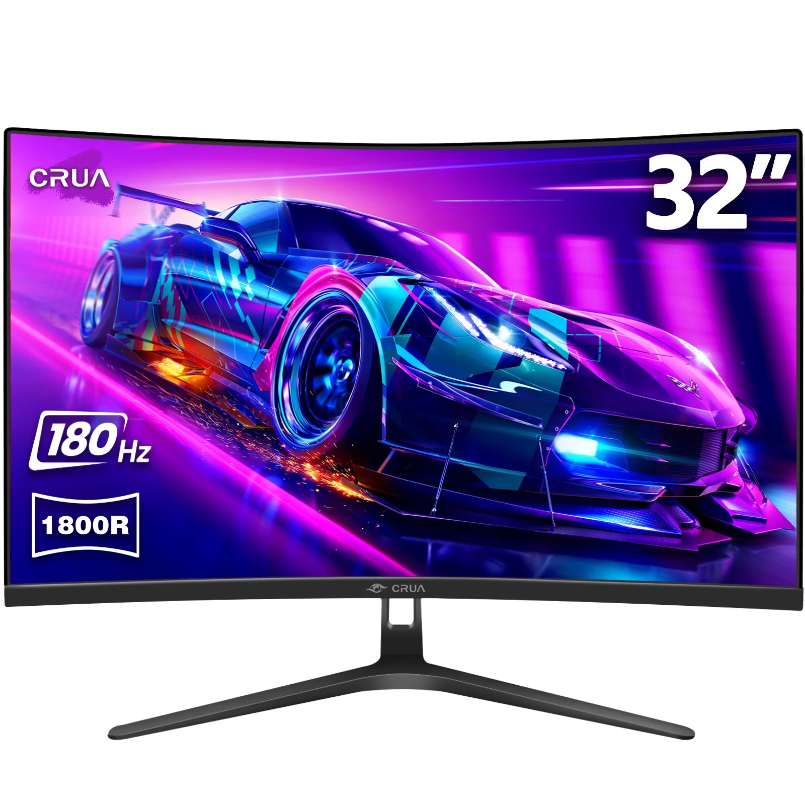 CRUA 32" 165Hz/180Hz Curved Gaming Monitor, FHD 1080P 1800R Computer Monitor, 100% SRGB, 1ms (GTG), AMD FreeSync,DP & HDMI Port, Black