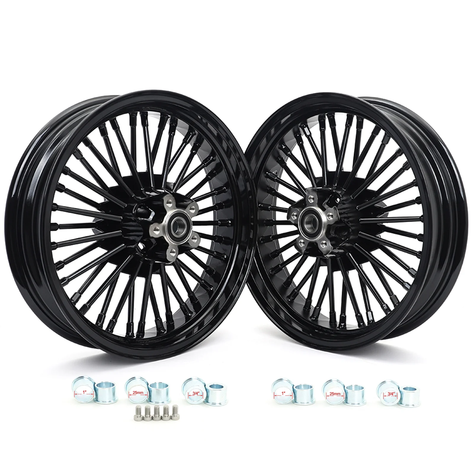 16x3.5 Fat Spoke Wheels Rims Set for Harley Softail Heritage Fatboy Deluxe Deuce FLSTC FLSTF FLSTN