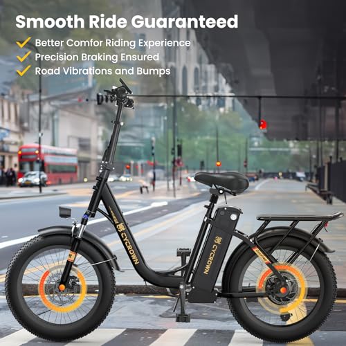 CycFree Electric Bike for Adults,1000W Peak Motor Ebike with 48V 15.6Ah Removable Battery up to 75+Miles & 20MPH Commuter Electric Bicycle, 20" Fat Tire All-Terrain Step-Thru 7-Speed E Bike