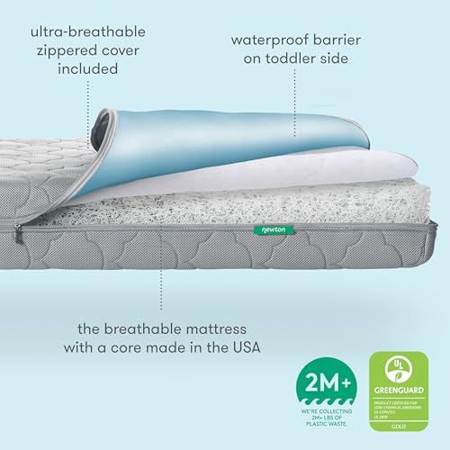 Newton Baby Crib Mattress and Toddler Bed - Waterproof - Ultra-Breathable Proven to Reduce Suffocation Risk, 100% Washable, Better Than Organic, 2-Stage Removable Cover, Deluxe 5.5" Thick - White