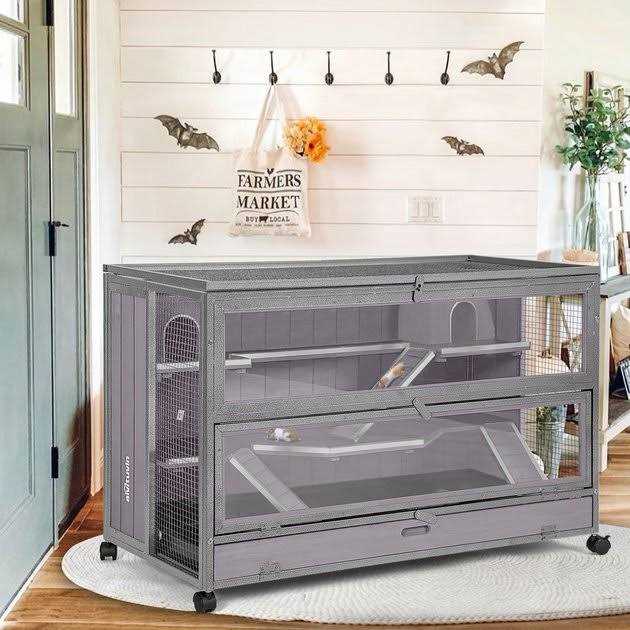Aivituvin Wooden Hamster Cage Guinea Pig Cage with Iron Frame - Pet Supplies online store