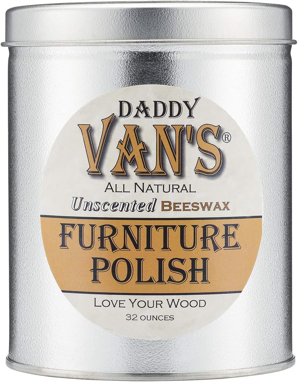 Daddy Van's All Natural Unscented Beeswax Furniture Polish Non-Toxic Odorless Wood Wax Nourishes Furniture Antiques Cabinets and Butcher Block 32 oz Big Daddy Pack of 2