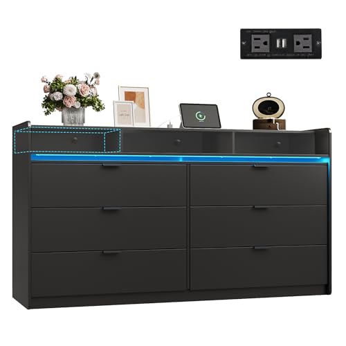 WLIVE 9 Drawer Dressers, Modern Large Wood Dresser Chest for Bedroom Organize with Sturdy Metal Handle, TV Stand for 75 inch TV, Living Room Office, Hallway, Ball Bearing Slide, Grey Oak (63" W)