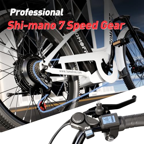 Electric Bike 500W Brushless Motor Electric City Cruiser Bicycle Up to 50 Miles 22MPH Removable Battery, 7-Speed and Dual Mechanical Disc Brakes, 24" Electric Commuter Bike for Adults