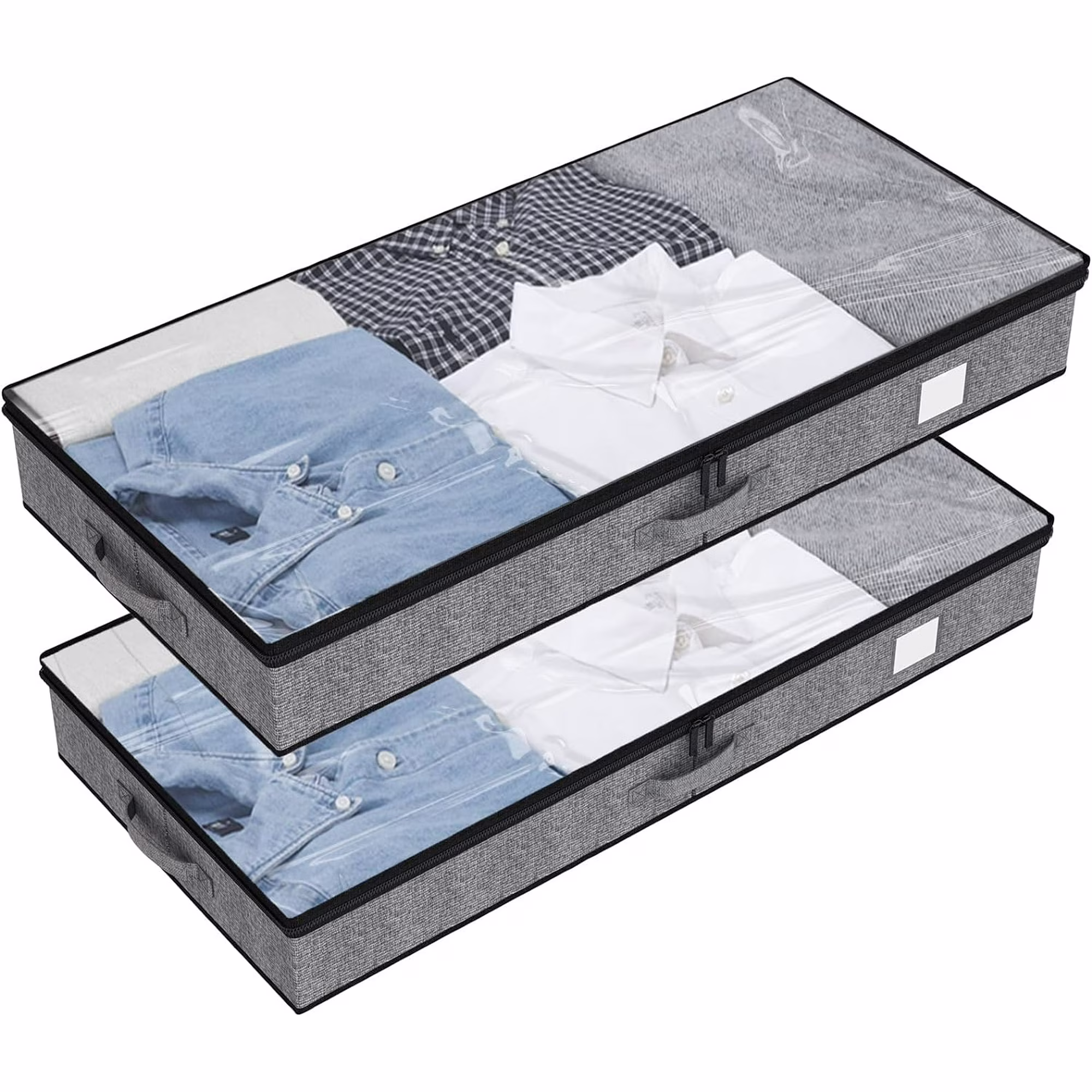 2 Pack Under Bed Storage Containers, Below 4.5 Inches Low Profile Underbed Organizer Clothes Storage with Sturdy Sidewalls and Bottom