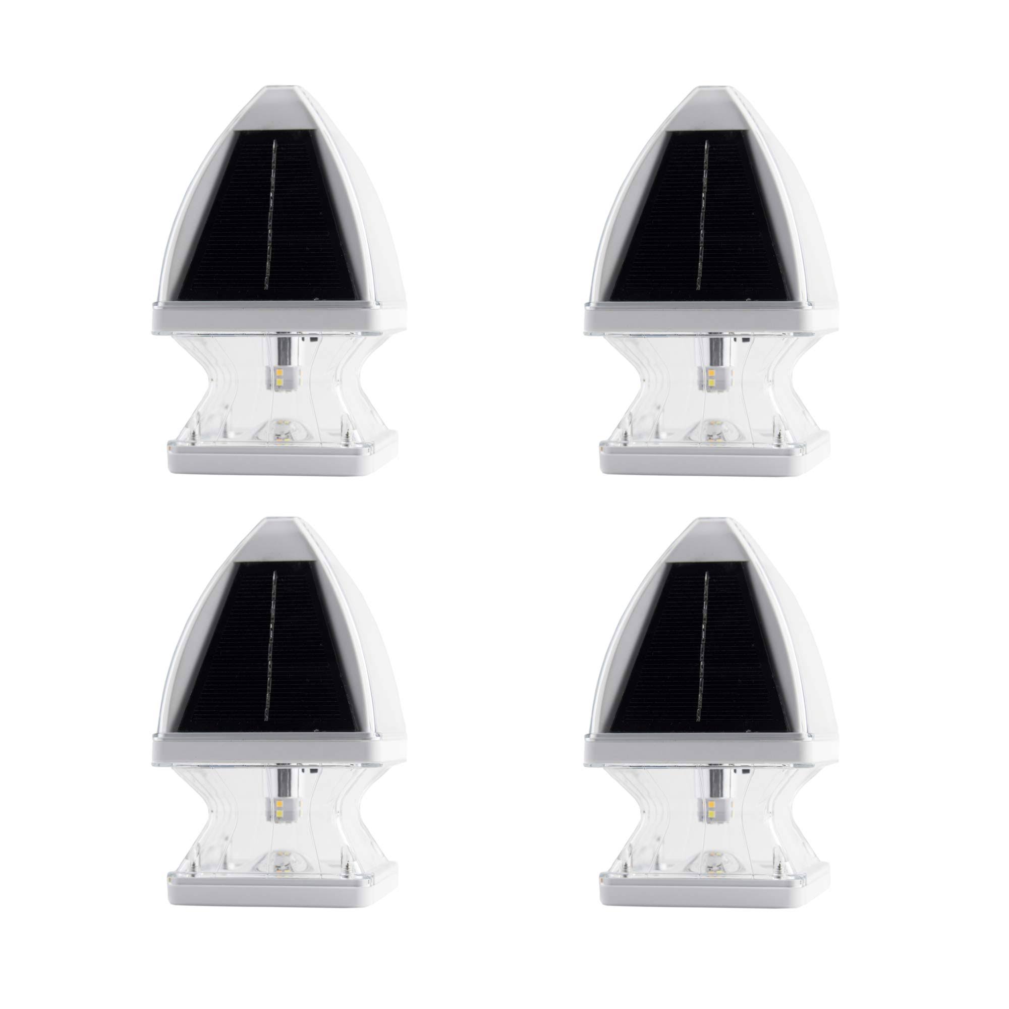 Gama Sonic Gothic Solar Post Cap Light, Outdoor Accent Lamp - White - 4 Pack (GS-143-W)