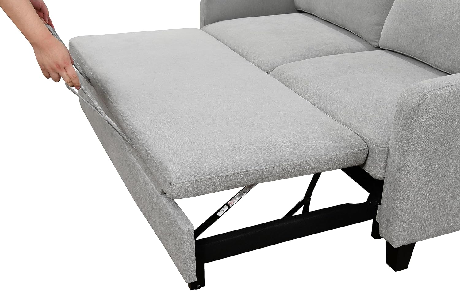 69" 3 in 1 Convertible Queen Sleeper Sofa Bed, Modern Fabric Loveseat Futon Sofa Couch w/Pullout Bed, Small Love Seat Lounge Sofa w/Reclining Backrest, Furniture for Living Room, Light Gray