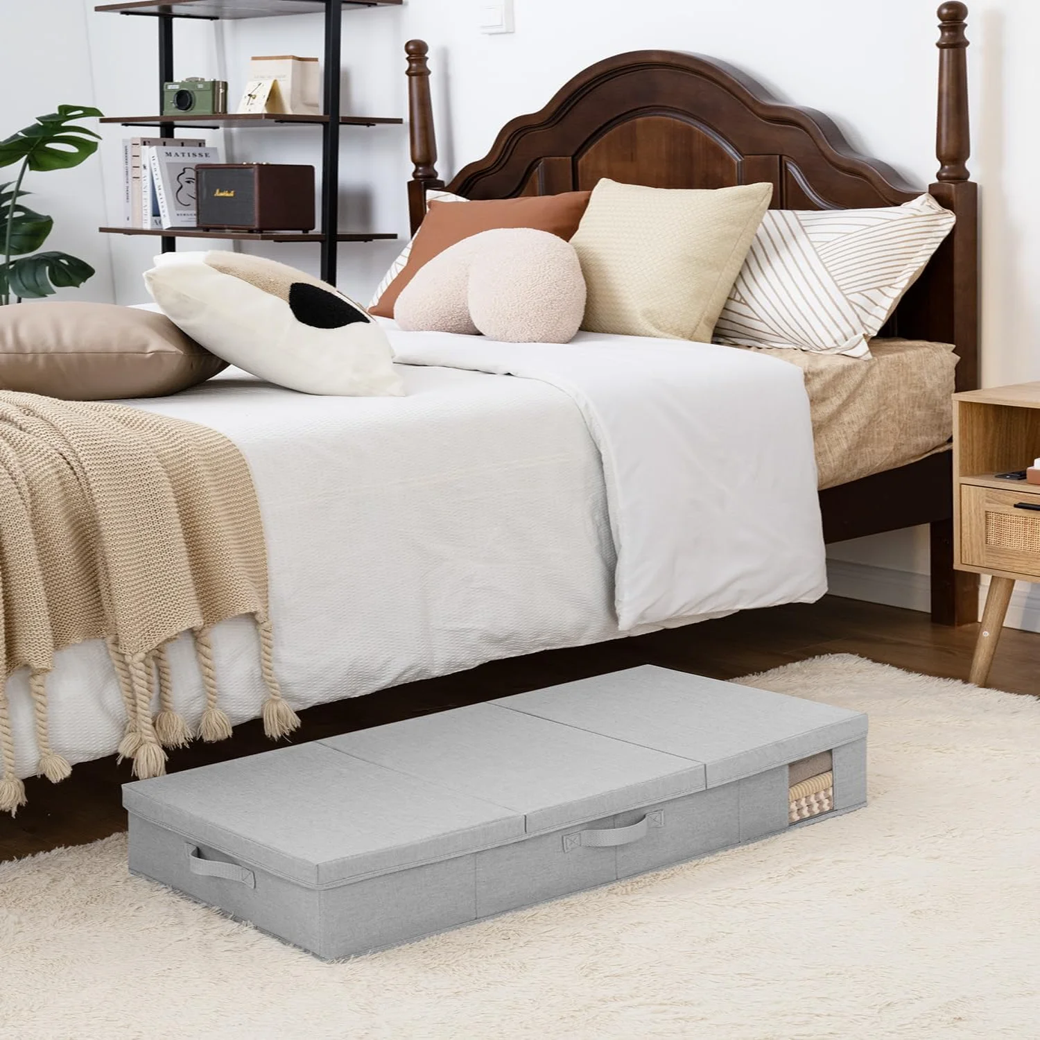 dxynlzq 2-Pack  Under Bed Storage Bins with Lids  Underbed Storage Containers with Handles and Label Holder  Closet Organizer for Clothes  Blankets  Sweater