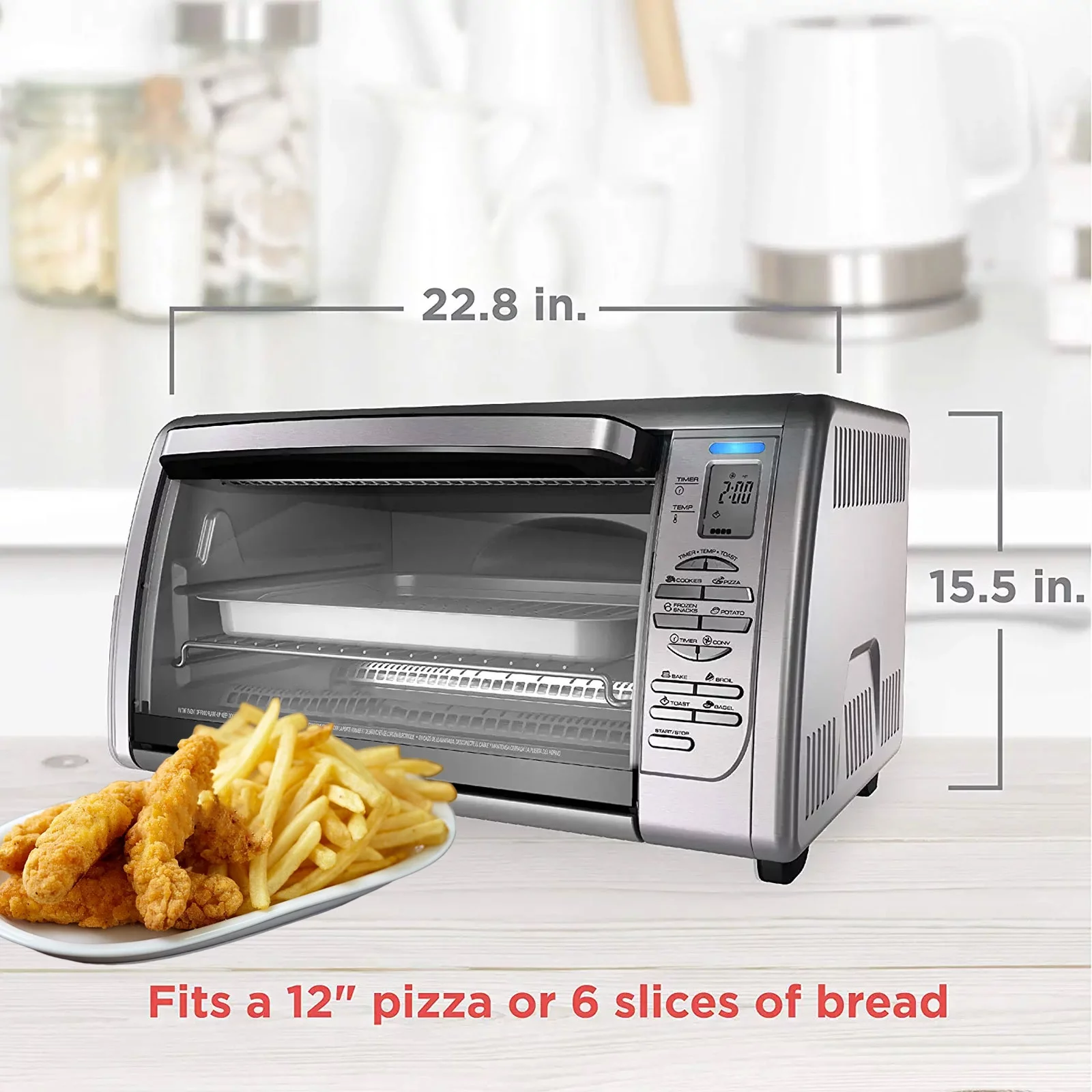 Countertop Convection Toaster Oven - for Bake Broil and Toast (Silver)