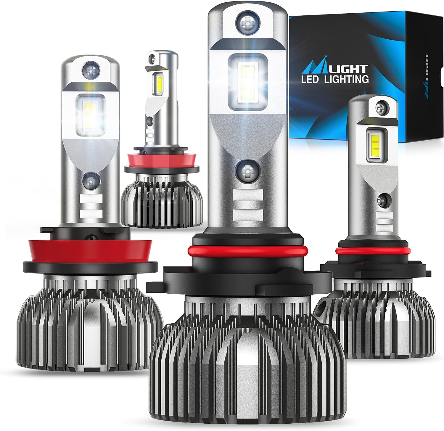 Nilight H4 LED Headlight Bulbs, H4/Hb2/9003 Hi/Lo Beam LED Headlight Bulb 6500k H4 LED Bulb Cool White IP67 Pack of 2