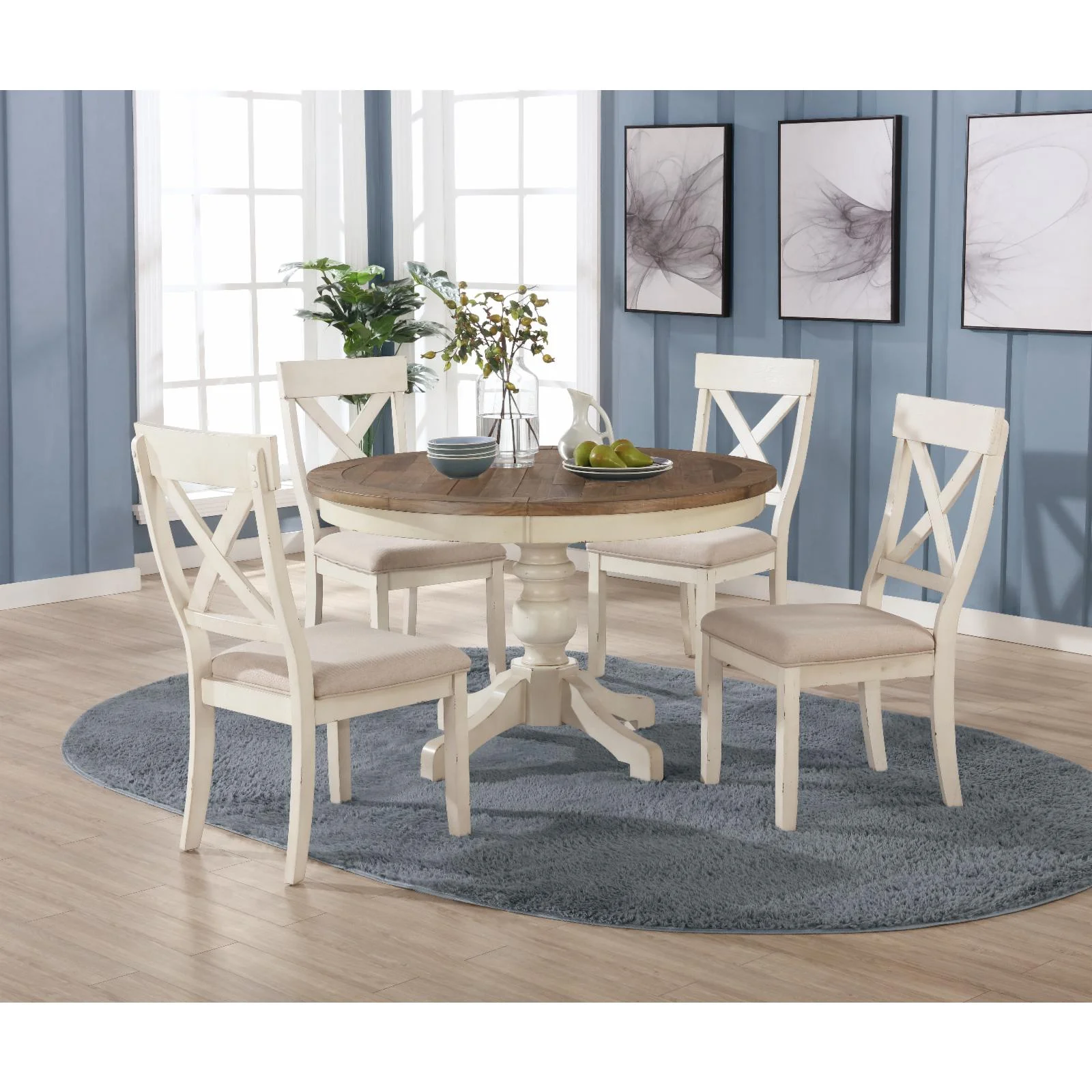 Roundhill Furniture Prato 5-Piece Dining Set - Round