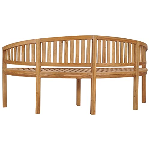 Banana Bench 70.9" Solid Teak Wood,Stylish BananaShaped Teak Wood Bench for Garden, Patio or Living Room Patio Seating Furniture