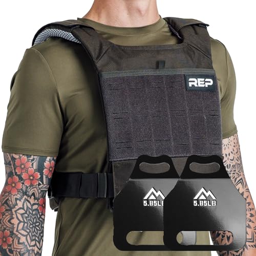 REP Fitness Strata Weight Vest, 2 Removable Plate Options for Unisex, Men & Women, Wearable, Weighted for Strength Training, Muscle Building, CrossFit, Running, Gym Exercise, Adjustable Sizing