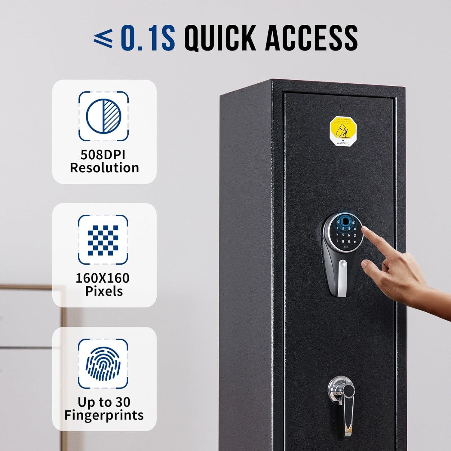 BlackSmith 5 Long Gun Safe Biometric Rifles Safe for Home Rifles and Pistols Quick Access Fingerprint Gun Cabinet Lockbox 2 Rifle Gun Rack Dual Alarm Password Memory Function 16 Gauge Alloy Steel