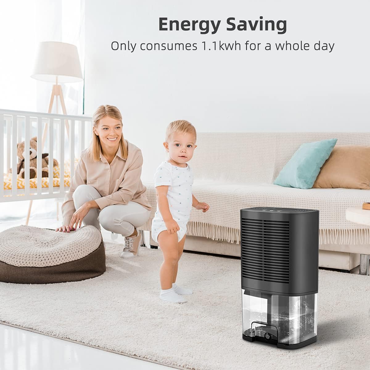 Dehumidifiers for Home with Drain Hose - Donatello Portable Smart Dehumidifiers 350 sq ft, Ultra Quiet Compact Dehumidifier for Bedroom Bathroom RV Garage Closet Basements Small Room Camper (2000ml)