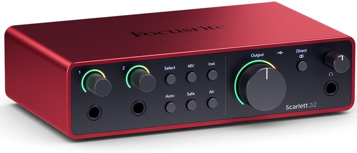 Focusrite Scarlett 2i2 4th Gen 2x2 USB Audio Interface Bundle with 2x H&A 6' XLR Cables, For PC & MAC, Great for Music Recording and Podcast (3 Items)