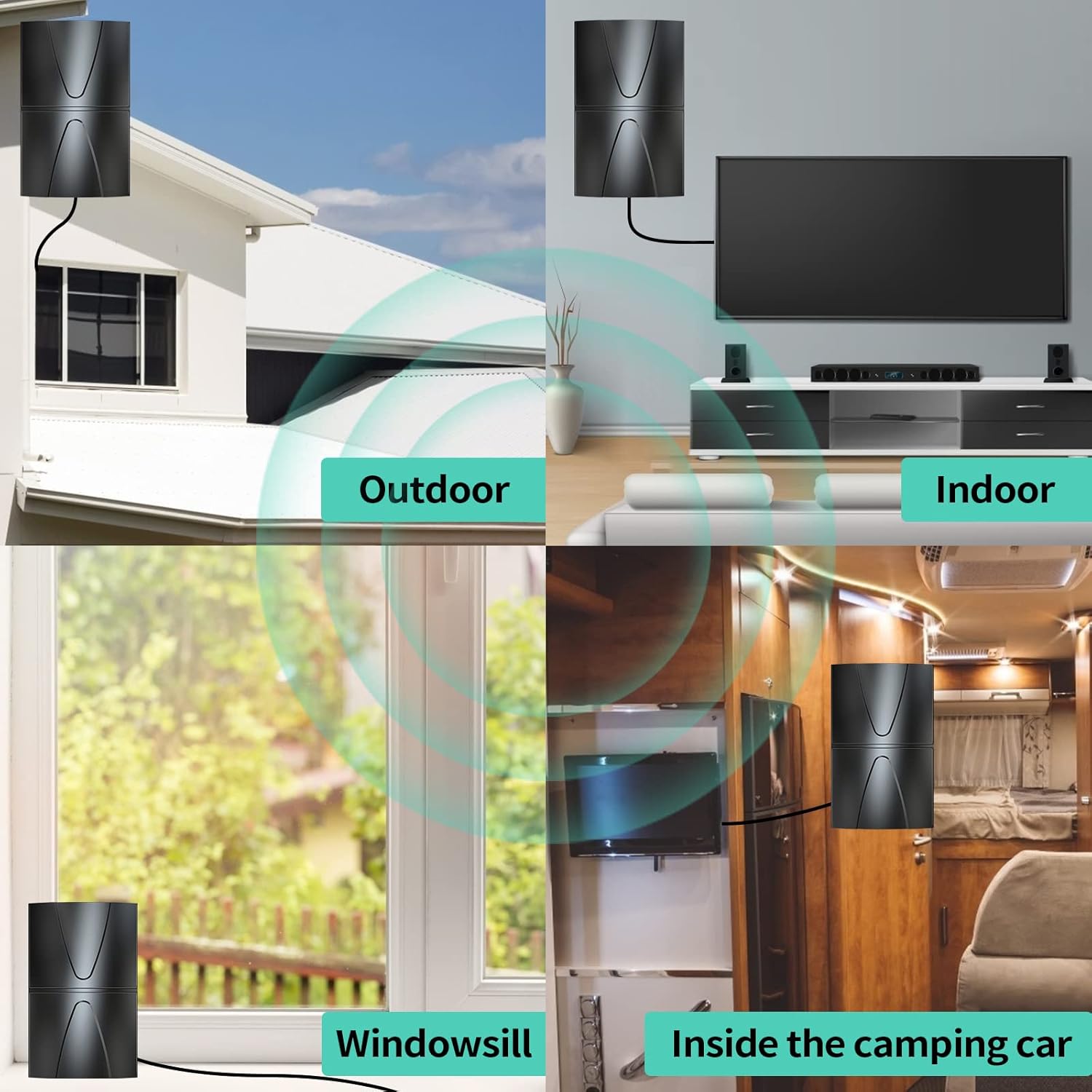 2022 Amplified HD TV Antenna, Indoor/Outdoor Digital Antenna up to 400 Miles Range-Support 4K 1080P All TVs HD Local Channels 360° Reception-with Smart Amplifier Signal Booster/35FT Coaxial Cable