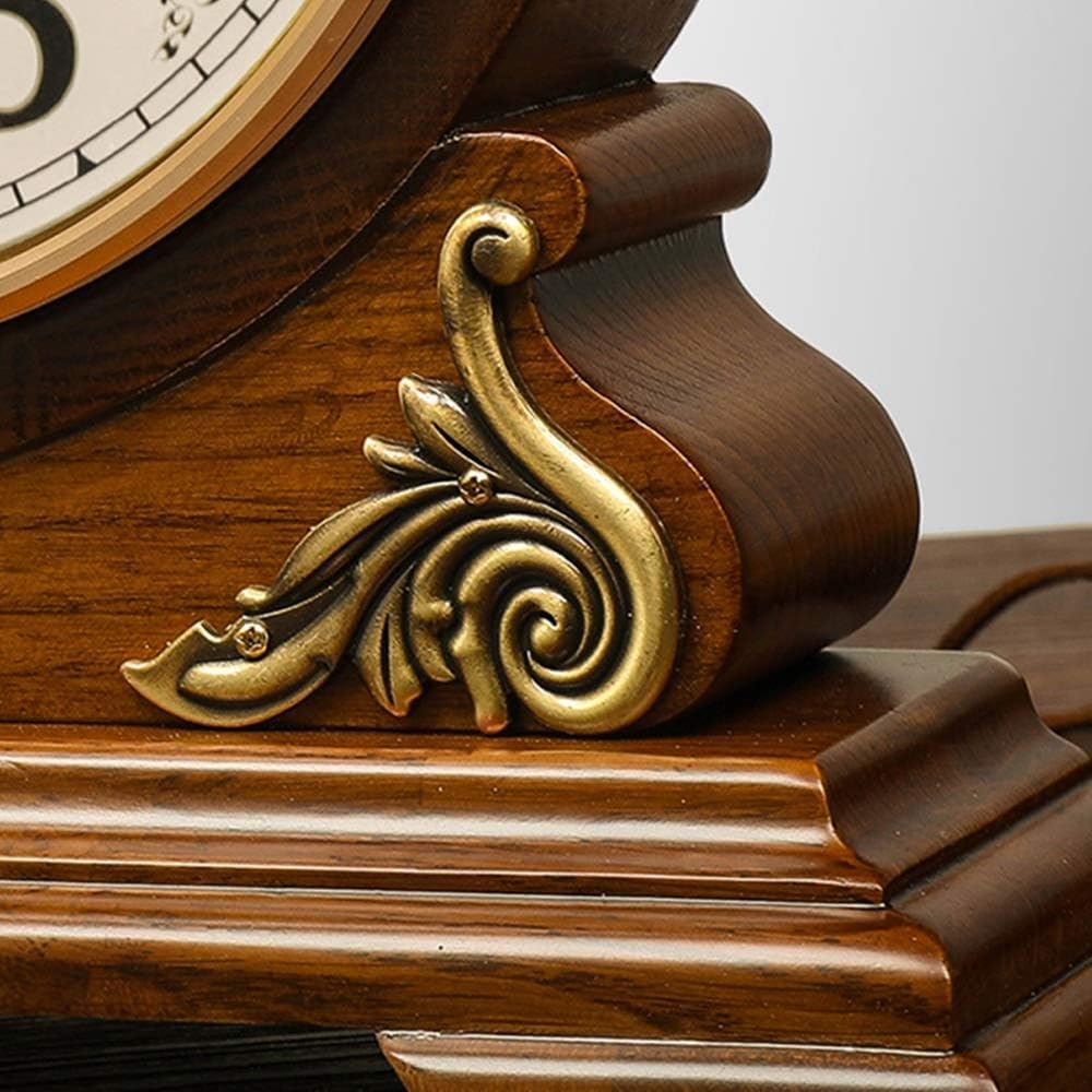 Antique Mantel Clock,Old Fashioned Retro Vintage Table Clock Mute Red Oak Framed Fireplace Clock, Desktop Clock Desktop Ornaments Home Bedroom Table Clock, HD Glass Table Clock Easy to Read.