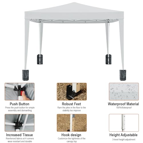 10x20 White Pop Up Canopy Tent Heavy Duty with 6 sidewalls Commercial Outdoor Party Tent Event Wedding Tents Instant Canopy Gazebo with Carry Bag UPF 50+ Waterproof Adjustable Height
